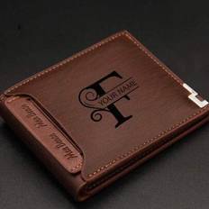 1pc Custom Men's Leather Wallet - Engraved Initials Laser Engraving Ideal Gift For Dad Son's Birthday Anniversary Christmas Father's Day Thanksgiving - Multicolor