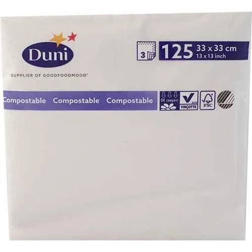 Servietter Duni 3-lags hvid 33cm 1000stk/karton