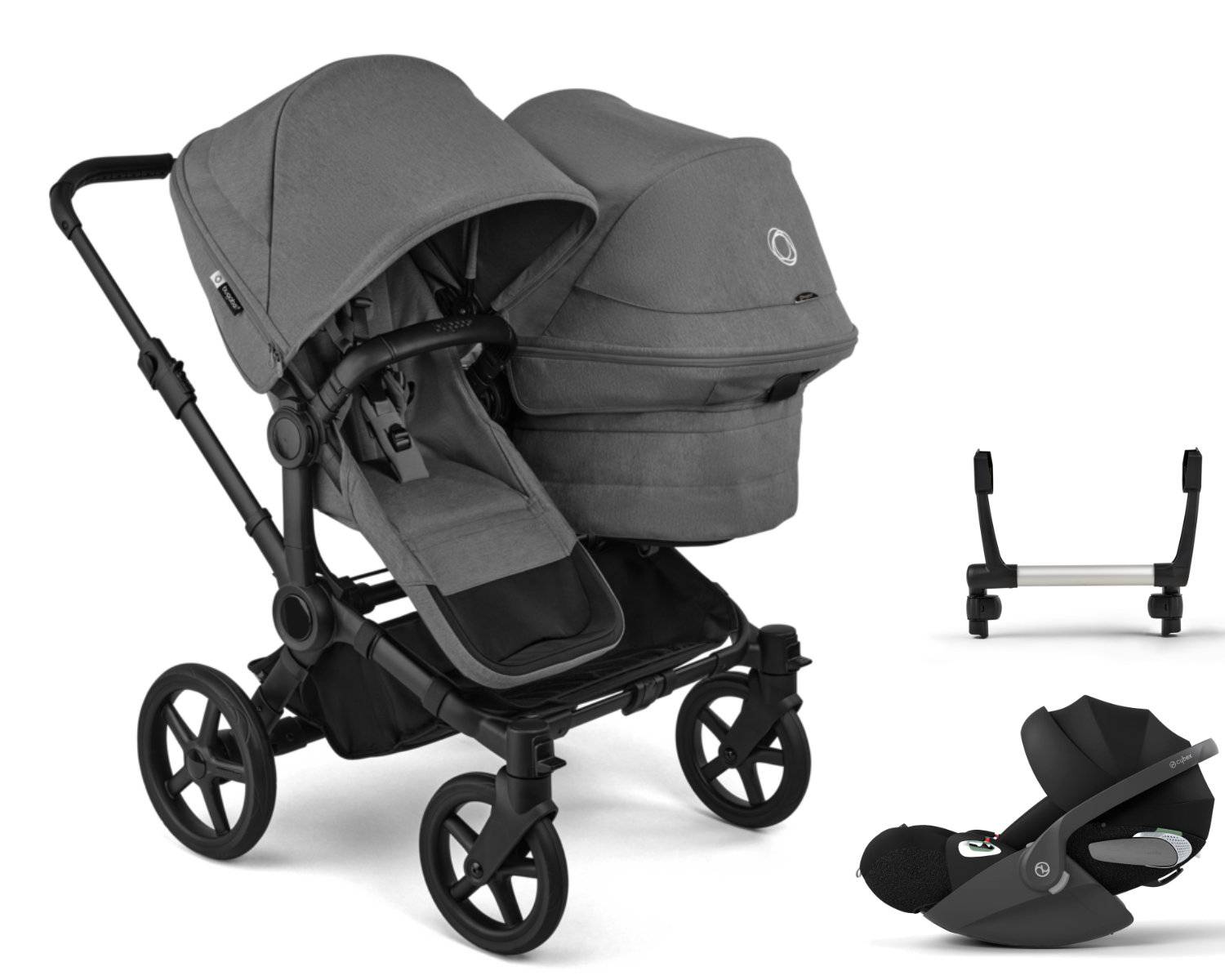 Bugaboo Donkey 6 Duo 3-in-1 Set incl. Cybex Cloud T i-Size - Black / Moon Grey