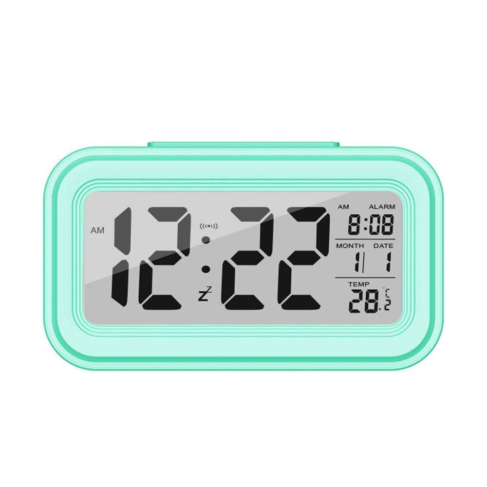 Digital smart väckarklocka lcd-display natt glödande kub display temperatur & kalender snooze funktion väckarklocka - 2a