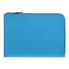 Burberry, Taske, Herre, Blå, ONE SIZE, Læder, Grainy Læder Clutch med Logo Detalje