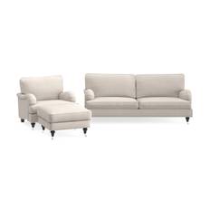 Howard Classic Soffgrupp 3-sits Soffa + Fåtölj Fotpall i Tyg - Beige Bloomington