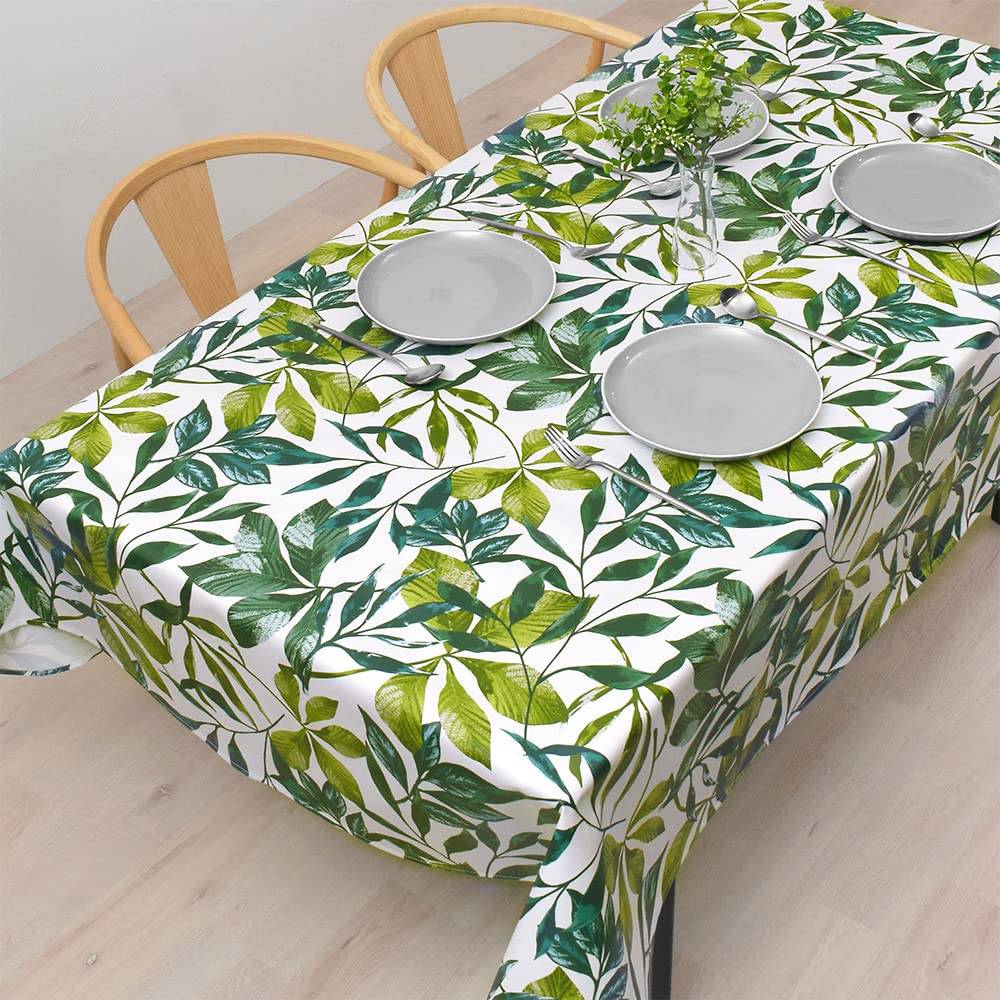 STYLE Decor Tablecloth, Laminated Vinyl, Waterproof, Nordic Style, 140cm x 180cm, Botanical Leaf Design, W4800810