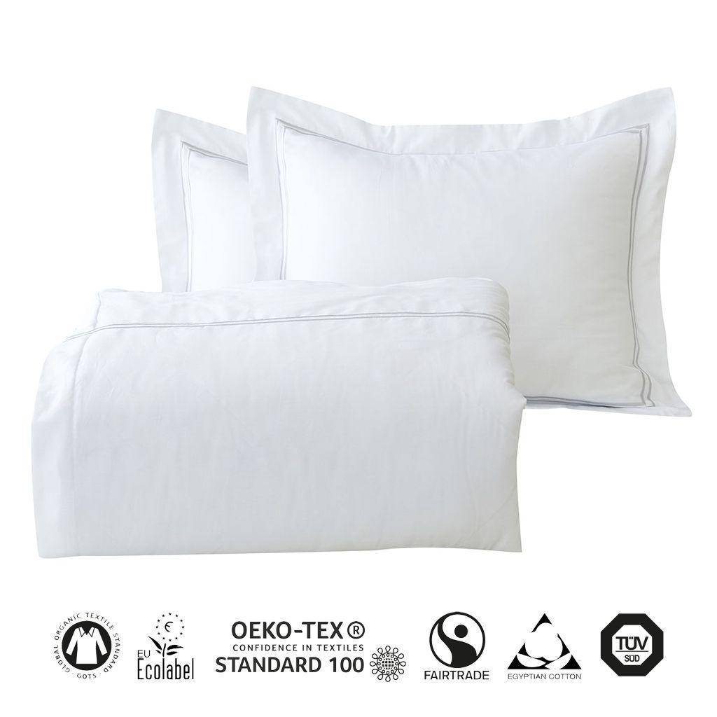 Påslakanset Eko Fairtrade 600 tc Egyptisk Bomullssatin Argentum - Påslakan 240x220 cm + 2 st. Örngott 50x90 cm