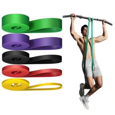 5/1 st, inkluderar motståndsband, pull-up-band, tyngdlyftningsband, fitnessband, benmotståndsband, träning, muskelträning och formning, stretchband me - Multifärgad (svart,Purpur,gul,blå,grön,röd,orange färg,set i fem delar)