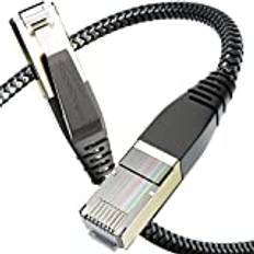 KabelDirekt – CAT8 Ethernet-kabel – 15m – internet, patch & nätverkskabel med flexibel bryt-säker vävd design & blixtsnabba bitfrekvenser på 40 Gbps (CAT8.1, ideell för gaming/PS5/Xbox/Switch)