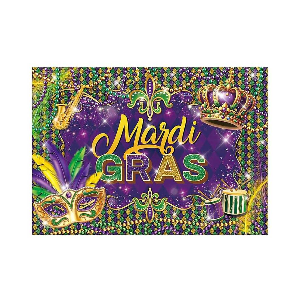 Mardi Gras Masquerade Backdrop for Photography, Carnival Party Decorations, 7x5FT A