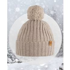 Mössa baby barn ribbad med boll beige - Babyalpacka & Merinoull (12-24mån): 47/49 (12-24mån)