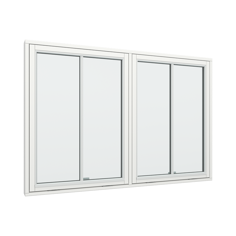 Topstyret vindue 2 fags med 2x1 glasfelter.