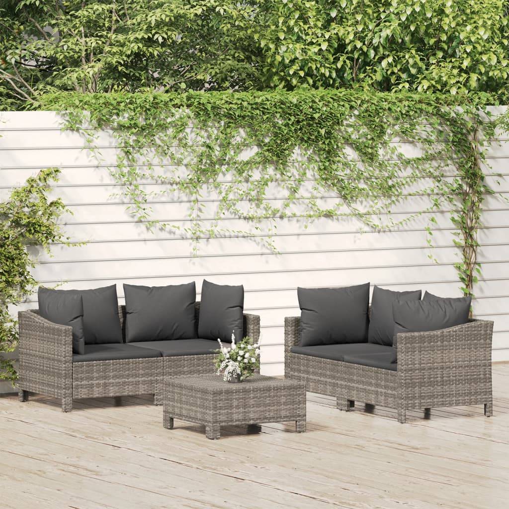 Loungesæt Til Haven Med Hynder Polyrattan - 5