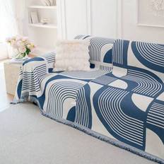 1st enkel och modern sofffilt, sofföverdrag med geometriskt mönster, husdjursvänligt repskyddande soffskydd, maskintvättbar, lämplig för L-formade och - Blå (180cm*230cm,180cm*260cm,180cm*340cm,180cm*380cm,180cm*300cm,180cm*180cm)