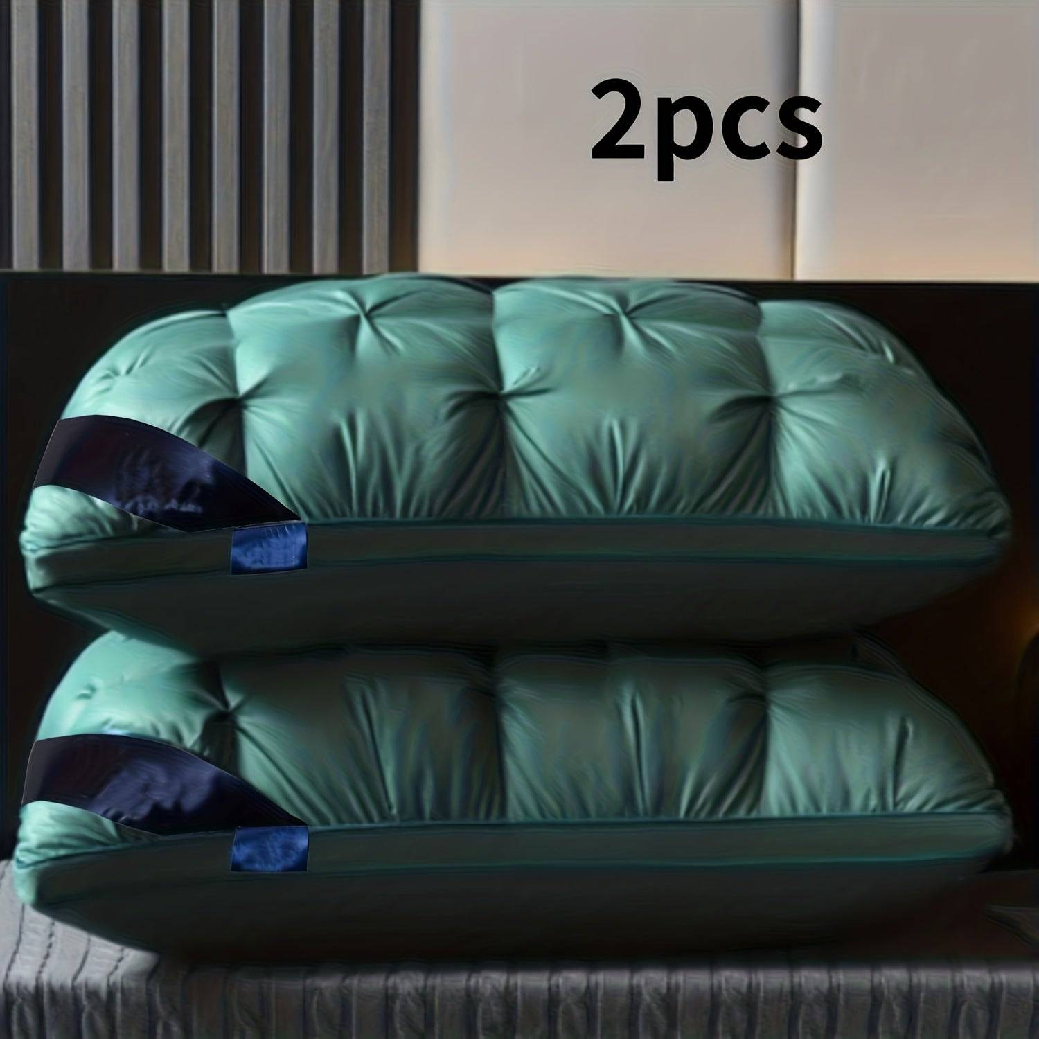Neck Support Pillow for Sleep - Breathable Bed Pillow with Moisture-Wicking Technology, - 2Pcs-Green / 70*42 (70*42)