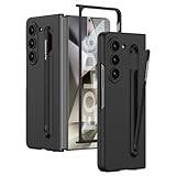 Clatoxi Fodral för Samsung Galaxy Z Fold 6 med S Pen & S pennhållare och integrerat skärmskydd, stötsäkert anti-fingeravtryck skyddsfodral vikbart 6 S Pen Case smalt fodral (svart + svart penna)