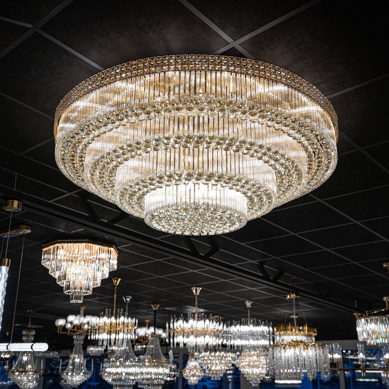 Stor Plafond Kristall Ø150cm Marbella Guld | Kristallkrona | Vesani