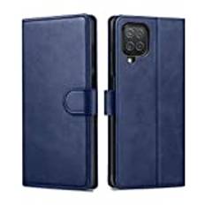 Focusor Samsung Galaxy A12/M12 fodral, [kortplatser] [stödfunktion] [magnetisk stängning] Läderfodral för Samsung A12/M12, Blau