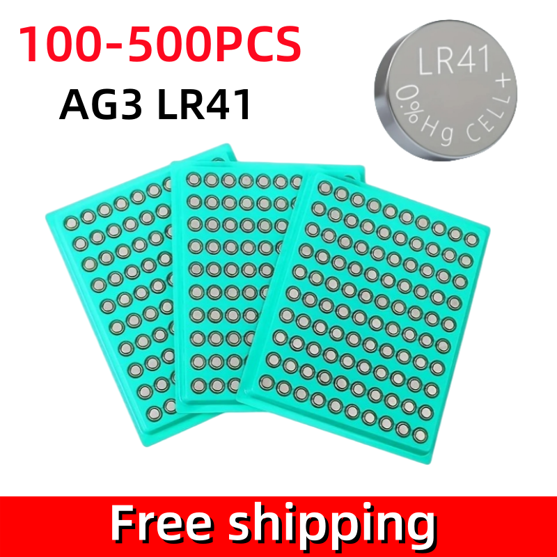 100-500pcs LR41 AG3 Coin Alkaline Battery 1.55V Button Batteries SR41 192 CX41 392 L736 384 SR41SW Calculators Watch Lamp Chain