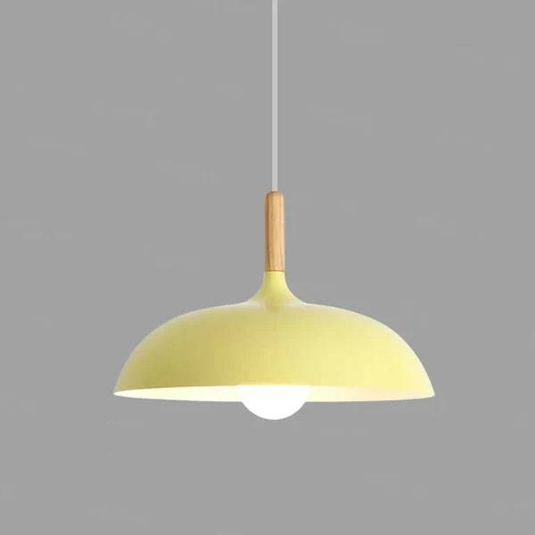 ScandiLuxe Taklampa - Skandinavisk Ek Trädesign - Gul / Kall vit / dia35cm X h23cm