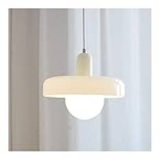 Milk Glass Pendant Light, Vintage Schoolhouse Pendant Light White/orange Hanging Lighting Ceiling Lamp Round Chandelier for Dining Room Mid Century French Country Bedroom Living Room Kitchen(A)