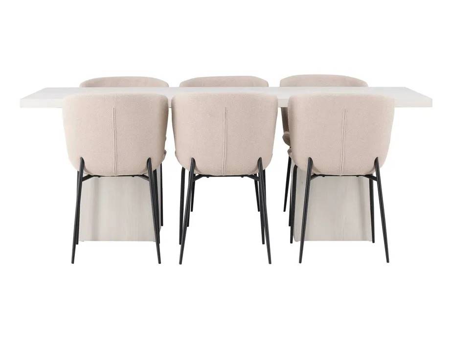 Venture Design Olga & Modesto matgrupp Beige/vit 6 stolar & bord 200 x 90 cm