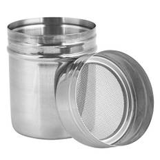 Powder Sugar Shaker Rostfri Pulver Shaker, Pulver Sifter Powder Sugar Shaker Pulver Shaker Stål Finmaskig Shaker Kaffe Kakao Sifter Sprinkler Muddrar Power Can Non Corrost för (S
