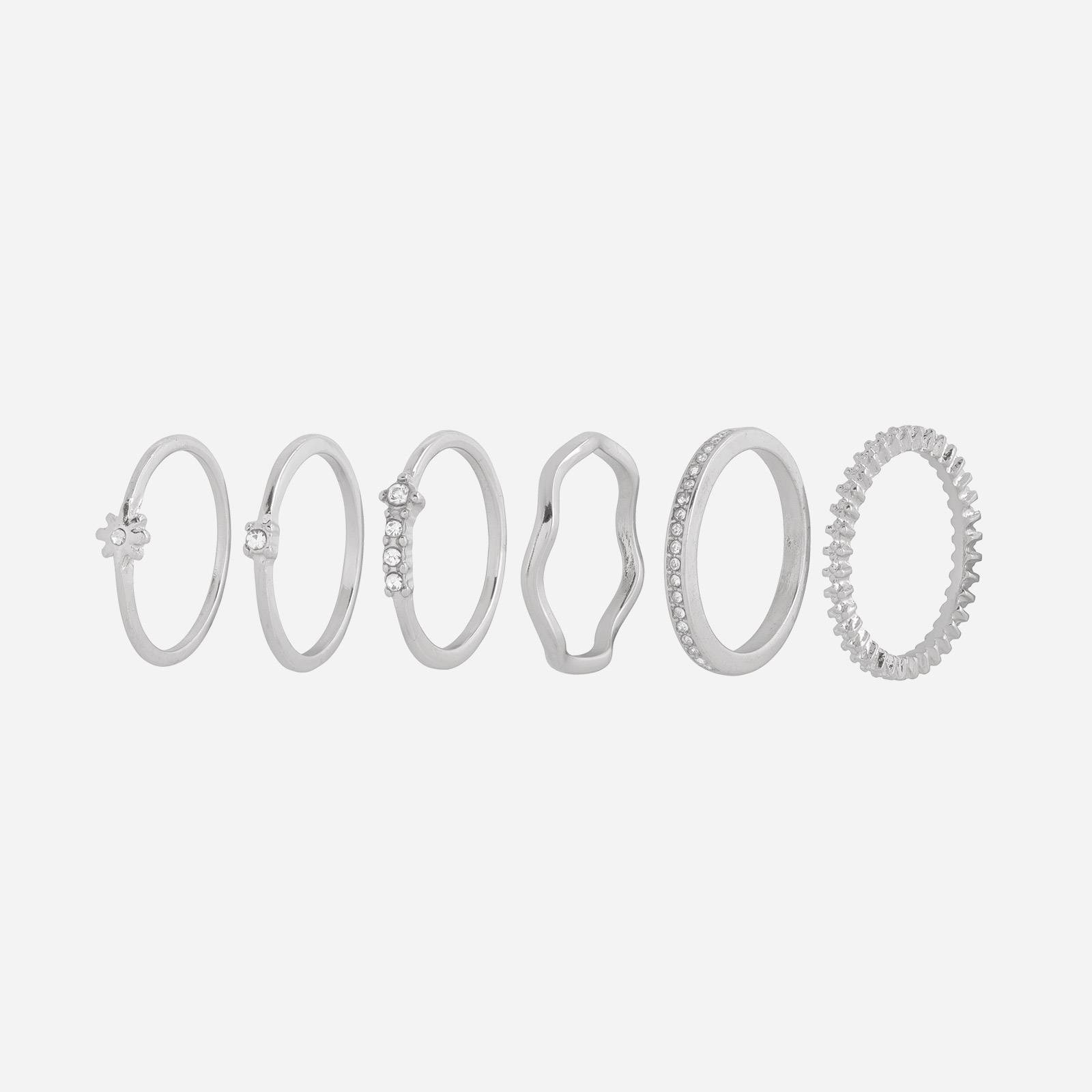 Silverfärgade ringar - 6 pack, 19