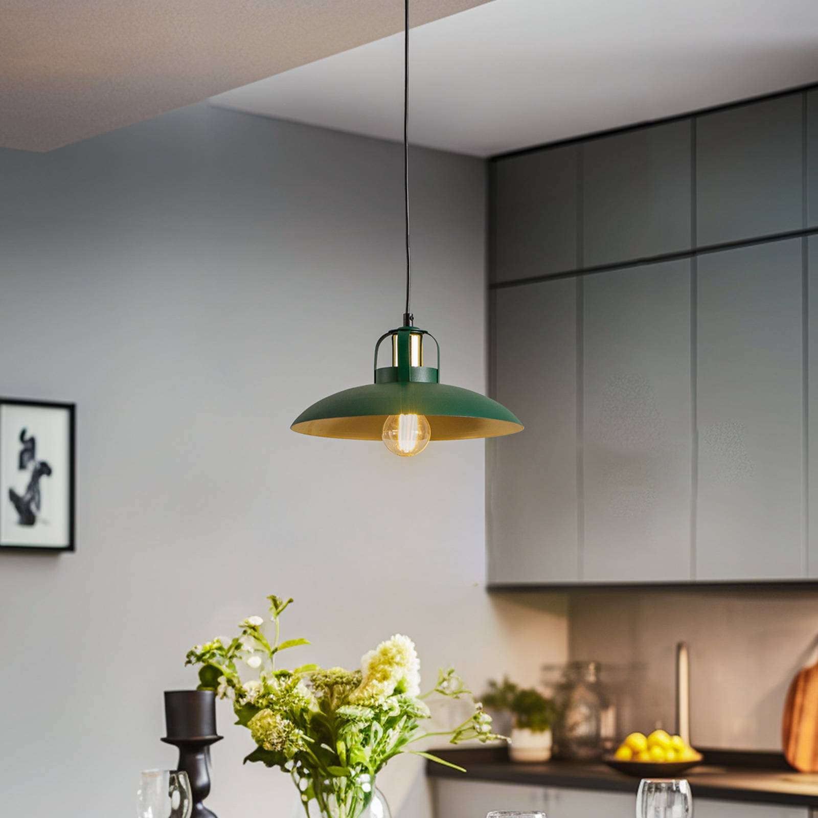 Hänglampa Felix Eko-Light, dimbar, Grön, Vardagsrum / matsal, Metall, Industriell design, Pendellampa