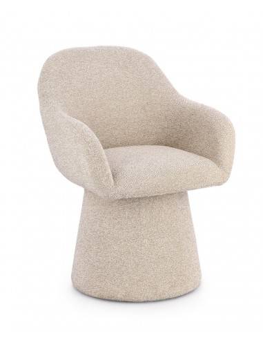 TARA Spisebordsstol med armlæn og drejefod i bouclé polyester H81,5 cm - Beige