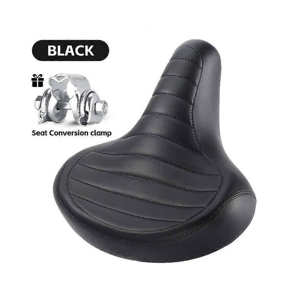 (Black) WEST BIKING Comfortable Vintage Bicycle Saddle for Men Women Mountain Bike Seat Wide Cushion MTB Seat Spring Shock Absorption