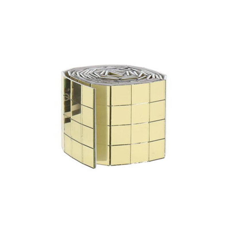 DIY Spejlmosaik i Ægte Glas - 1x1 cm Selvklæbende Mosaikfliser - 4x100 cm (400 fliser) - Gold