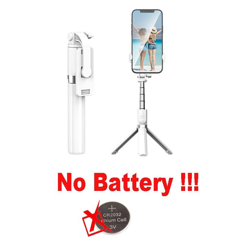3 in 1 selfie stick stativ utdragbar monopod med bluetooth-kompatibel fjärrkontroll för smartphone selfie stick för iphone samsung - Vit