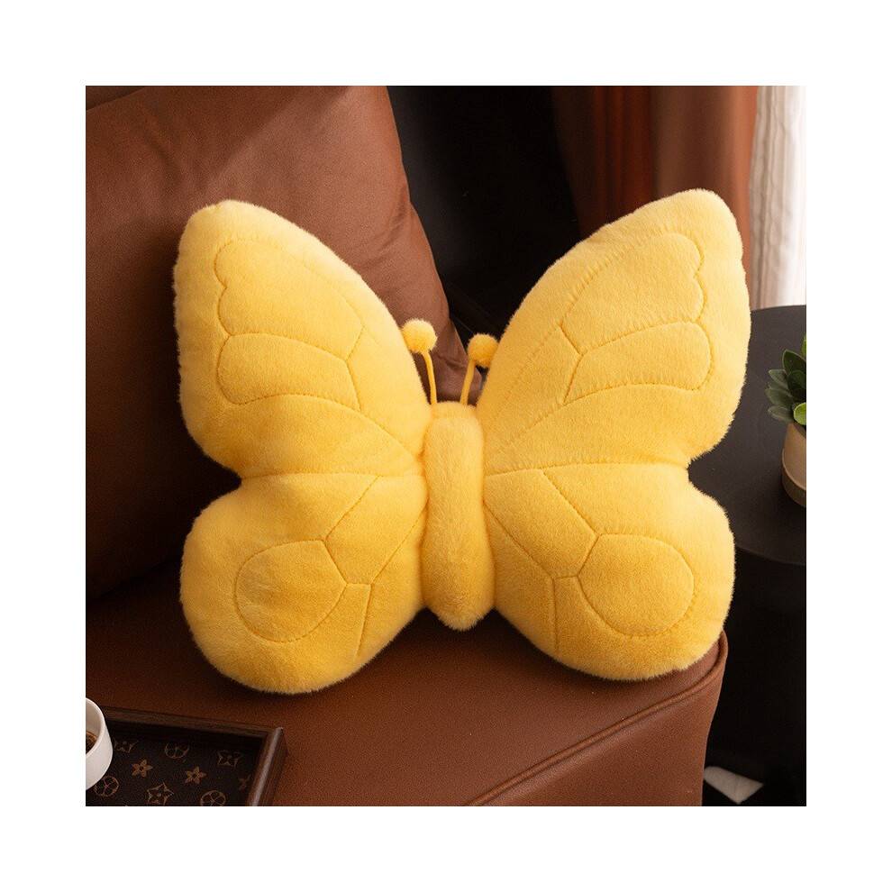 (Yellow)Lightweight Butterfly Shaped Decorative Cushion Embroidery Vehicle Enhancement