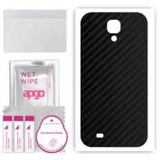 apgo Protective Skin Sticker for the back compatible with Samsung Galaxy S4 Active i9295, Wrap Film, Foil, Vinyl - Pattern Carbon Black