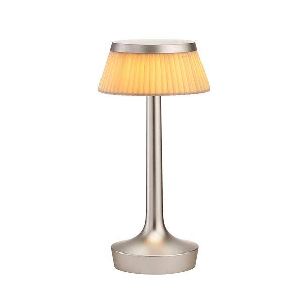 Flos Bon Jour Unplugged Bordlampe Mat Krom Krop og Stof Skærm