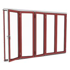 Vikbar Dörr För Uterum Aluminium Isomax Vik - Vikdörr Aluminium Vinröd, Höger, 308 Cm - 5 Luckor