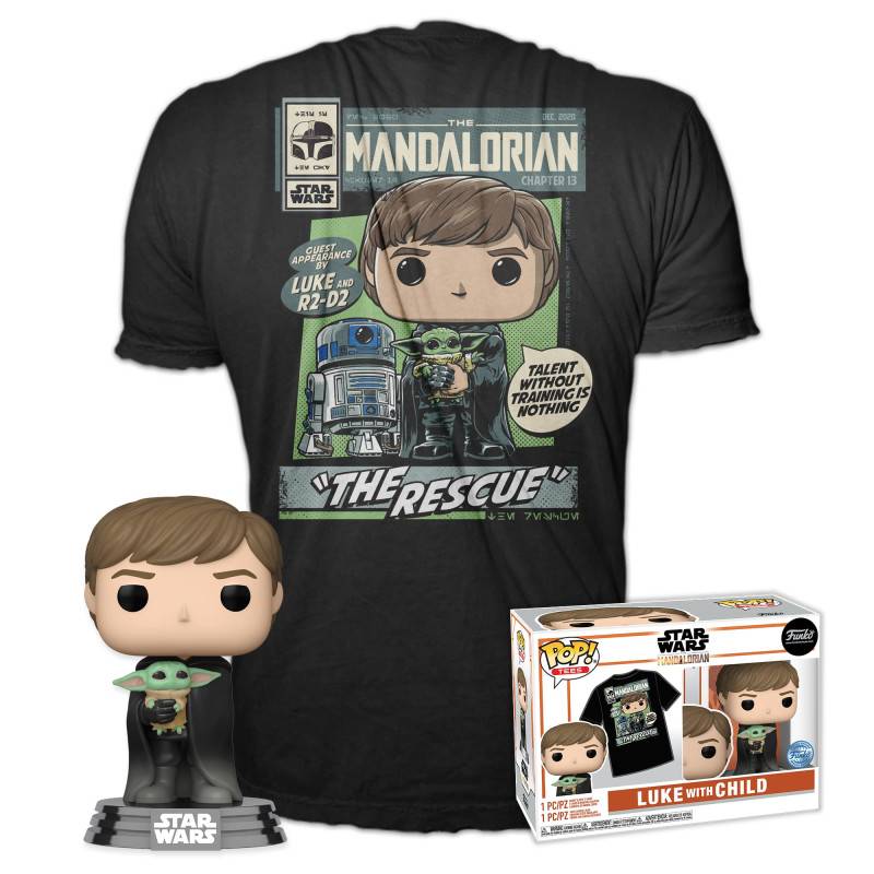 Funko Pop! & Tee: Star Wars: The Mandalorian - Luke with Grogu mit...