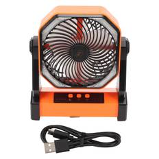 Camping Fan with LED Lantern 4 Levels 270 Degree Pivot Large Air Volume USB Rechargeable Outdoor orange