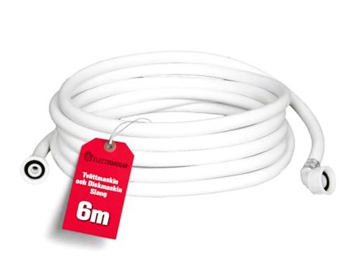 ELECTROHOGAR Tvättmaskin och Diskmaskin Slang | Mätningar från 1,5 M till 6 M | Tilloppsslang Kompatibel med alla Märken: LG, Bosch, AEG | Lätt att placera | 6 Meter