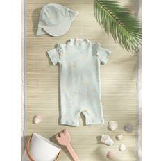 Mamas & Papas Mamas & Papas Green Lemon Print Textured Short Sleeve Rashsuit