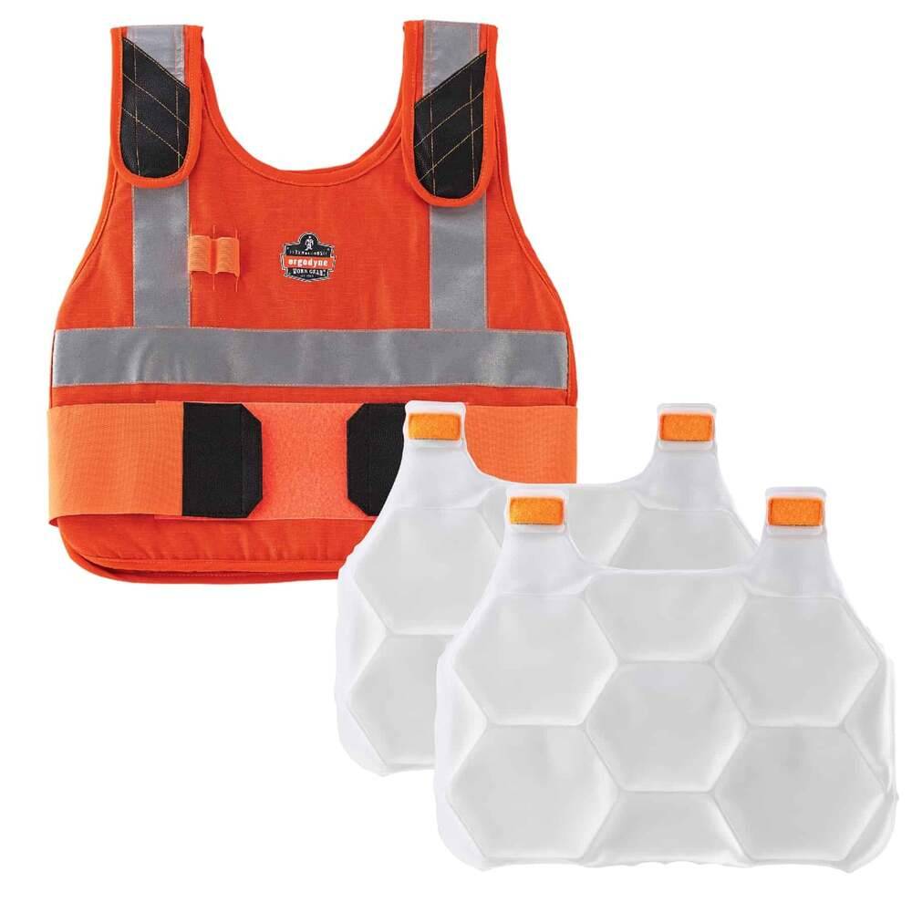 Ergodyne Chill-Its 6215 hi-viz orange flammehæmmende og kølende letvægts vest med genanvendelige køleelementer