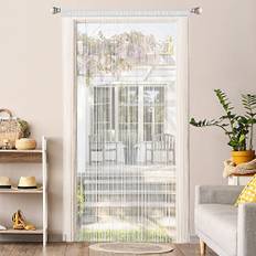 MIULEE Trådgardin Dörrgardiner Pärlgardin Insektsskydd Insektsskydd Stolpdesign för Fönster, Balkong, Sovrum, Bröllop, 90 cm x 245 cm Vit