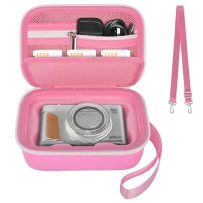Kameraväska för Canon PowerShot SX740/SX720/G7X Mark II/G7X Mark III digitalkamera, vadderad insida och skyddande fack, nätfickor för minneskort och a - Rosa
