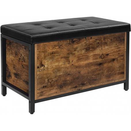 Industriell Sittbänk Med Förvaring 80 x 40 cm Svart/Brun