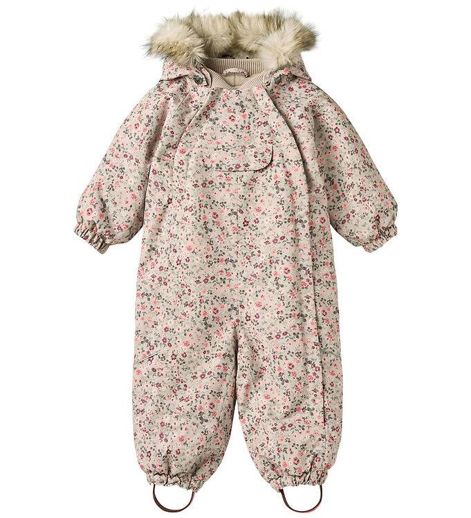 Wheat Flyverdragt - Nickie - Grey Moon Flowers - Wheat - 2 år (92) - Flyverdragt