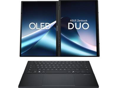 Asus Zenbook Duo UX8406CA-PZ068X, Dual 14" 3K OLED touch 120Hz, Intel Core Ultra 9 285H, 32 GB, 2 TB PCIe SSD, WiFi 6E, bakbelyst tangentbord, Win11 Pro