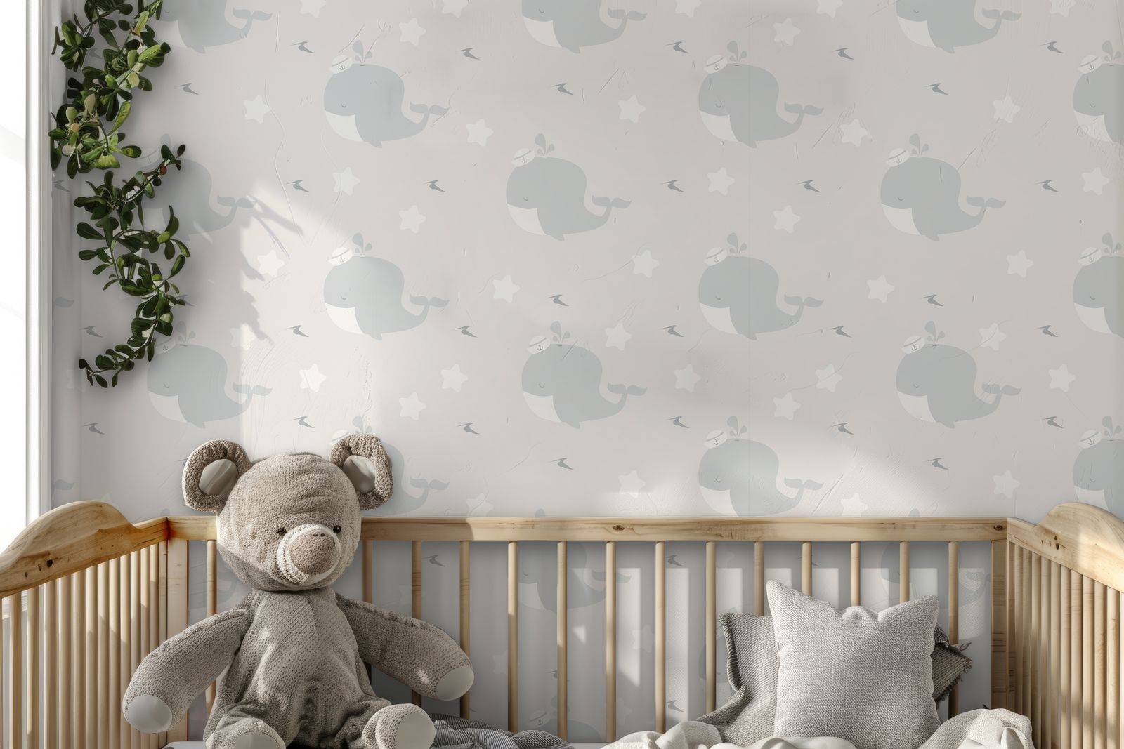 Adorable Whale Pattern Tapet