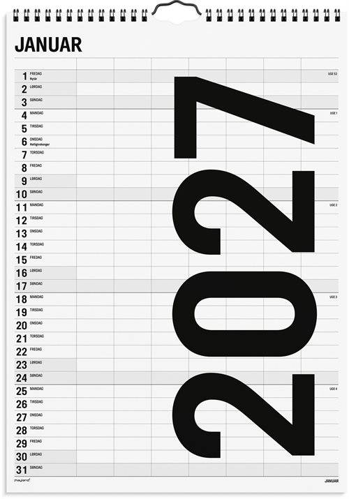 Mayland Familiekalender Black and white 7 kol. 2027 nr. 27066560.