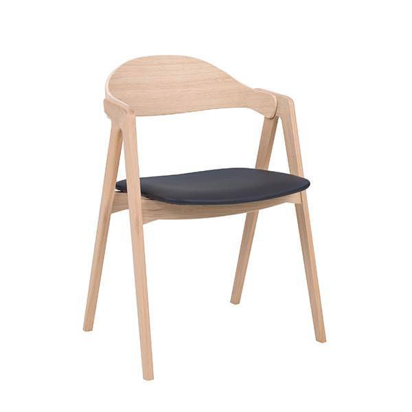 PBJ Designhouse PBJ Titan spisebordsstol med finér ryg - Lakeret mørk eg - Læder