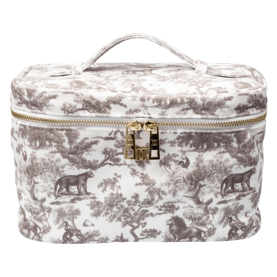DARK Velvet Vanity Bag Large Warm Taupe Savannah Pattern