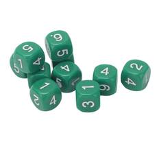 20PCS 6 Sides Number Dice Round Corner Design Plastic Dice Set Board Game Teaching Tools Green