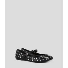 Karl Lagerfeld, Karo Mirror Studs Ballet Flats, Woman, Black/Silver, Size: 35 - Black/silver